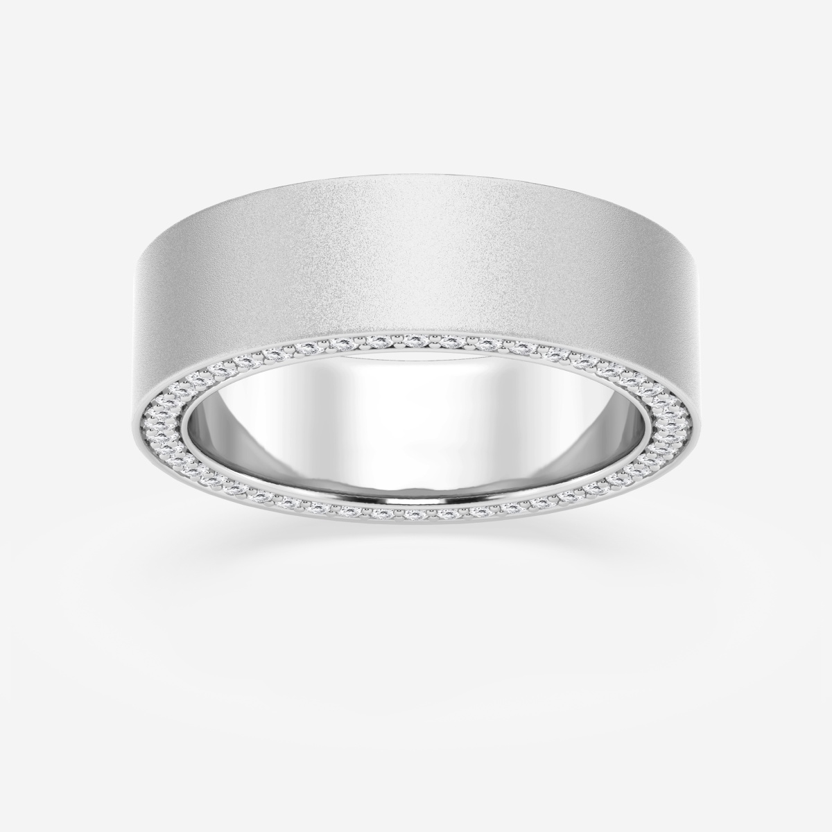 7/8 ctw Round Lab Grown Diamond 7mm Sandblast Finish Flat Eternity Band